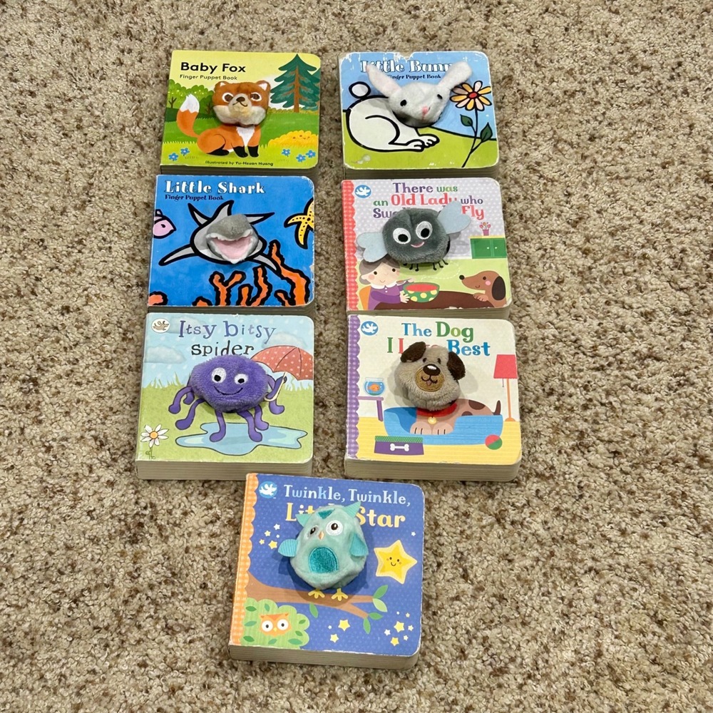 Finger Puppet Book - Little Finger Puppet Board Books - Lot of 7 Fox, Bunny, Dog